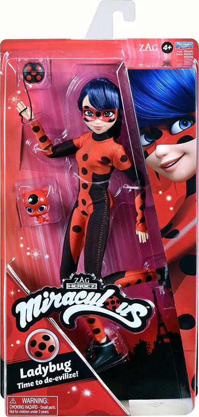 Kukull Miraculous Ladybug Time to De-evilize, me figurë shoqëruese, e kuqe me të zezë