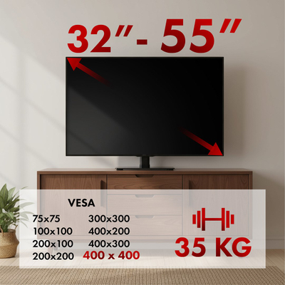 Stativ universal TV Maclean MC 132, për 32–55\", deri 35 kg, i zi