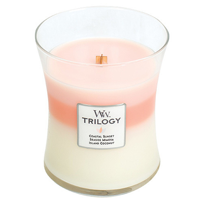 Qiri aromatik WoodWick Trilogy Island Getaway, 275 g