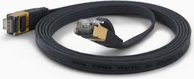 Kabllo rrjeti Wantec Flat CAT6A, 1m, FTP RJ45, e zezë