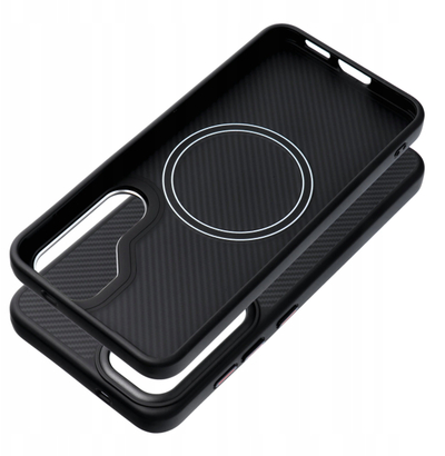 Маска за телефон Samsung Carbon Elite Mag Cover за Galaxy S25, MagSafe, црна