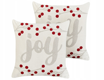 Set jastëkësh dekorativ Beliani PRALINE, 2 copë, kadife 45 x 45 cm, të bardhë