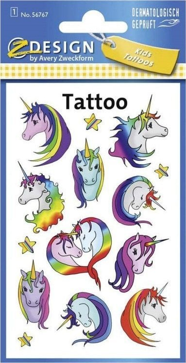 Tatuazhe për fëmijë Zdesign Unicorn, shumëngjyrëshe, rezistente ndaj ujit
