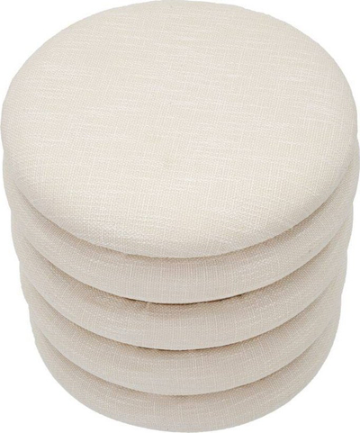 Puf ottoman Mauro Ferretti Damasco Line, Ø40 x 42 cm, MDF pambuk poliester, natyral