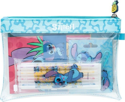 Set shënuesish Disney Stitch Tropical, fletore A6, markerë me ngjyra, blu