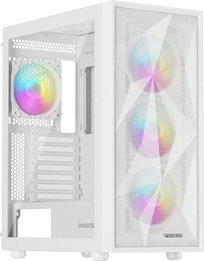 Kuti PC Genesis Diaxid 605 ARGB, ATX, 4x120mm fan, e bardhë