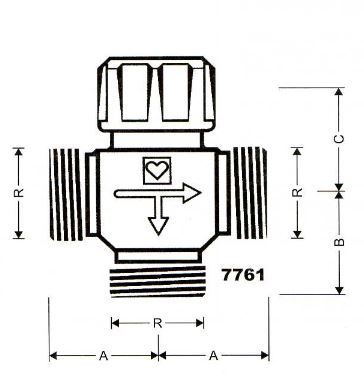Valvul tre-drejtimëshe Herz Calis TS 1776102, 3/4", metalike