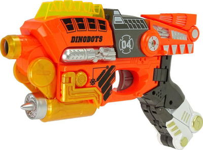 Lodër armë dinosauri Leantoys Dinobots Velociraptor, me fishekë shkumë, set me tabelë shënjestre, portokalli