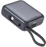 Powerbank Swissten, 10000mAh, kabllo USB C dhe Lightning të integruara, ngjyrë gri space