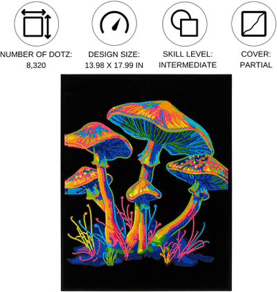 Set diamond painting DIAMOND DOTZ Neon Flock Mushrooms, 18x14, shumëngjyrësh