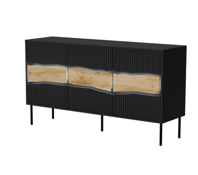 Komodë Cama Meble Inserto 3D, 143.5x40x80 cm, LED, e zezë