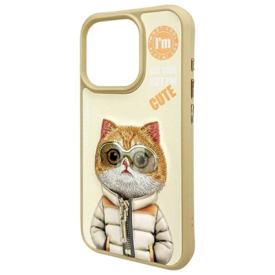 Mbulesë telefoni Nimmy Cool&amp;Cute 2.0 Cat për iPhone 15 Pro 6.1", me mace të qëndisur, bezhë