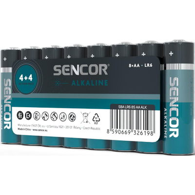 Bateri Sencor SBA LR6 8S AA Alk, 8 copë