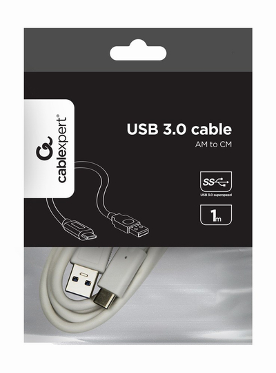 USB кабел Gembird CCP USB3 AMCM 1M, USB A во USB C, 1 m, бел