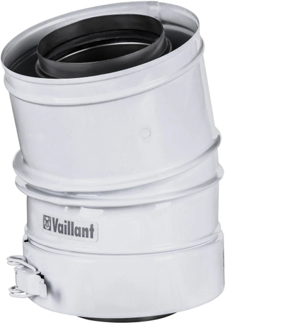 Bërryl oxhaku Vaillant 303309, 15°, 80/125 mm, plastik i bardhë