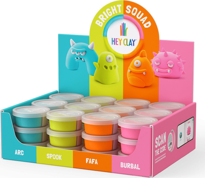 Set plasteline Hey Clay Bright Squad, 36 tubeta, shumëngjyrëshe