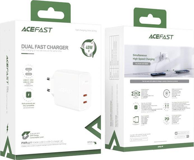 Karikues muri Acefast A8 PD, 2x USB-C, 40W, i bardhë