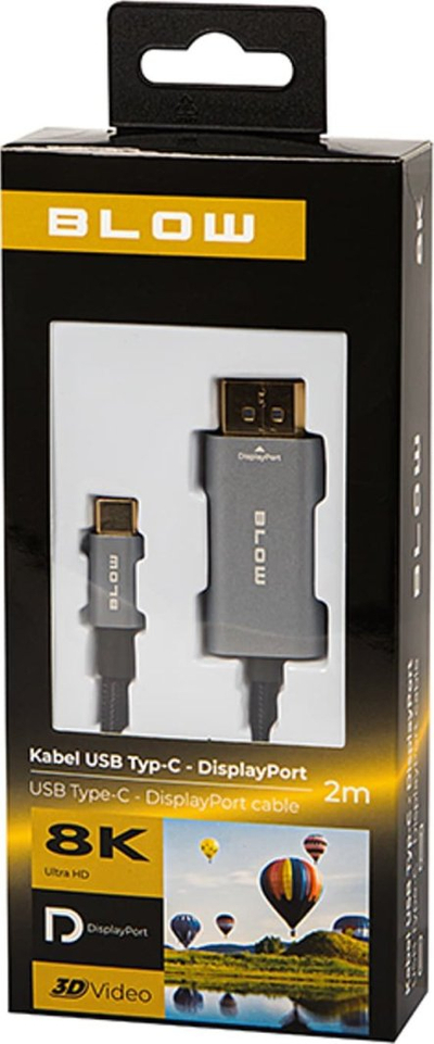 Kabllo USB C në DisplayPort 92 687, 2m, 8K, i zi
