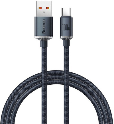 Kabllo karikimi / të dhënash Baseus Crystal Shine Series USB-A - USB-C, 100W, 1.2m, e zezë