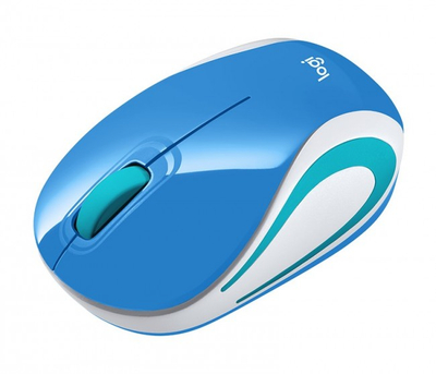 Maus wireless Logitech M187, mini, USB, blu me portokalli
