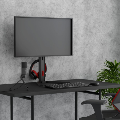 Qëndrim gaming për monitor Alterzone Pro One, 17"-32", me ngritje e ulje lartësie, i zi