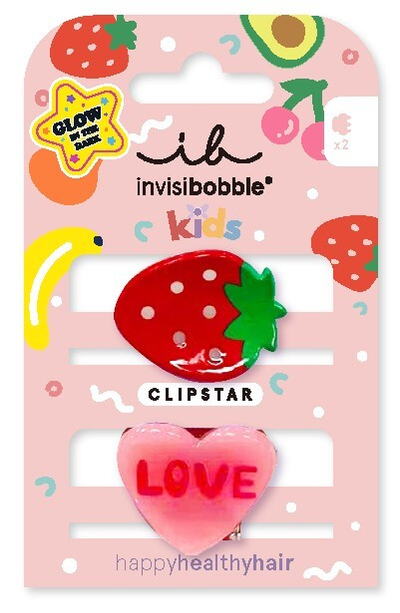 Kapëse flokësh Clipstar Glow Strawberry Fruits, set 2 copë, shumëngjyrëshe