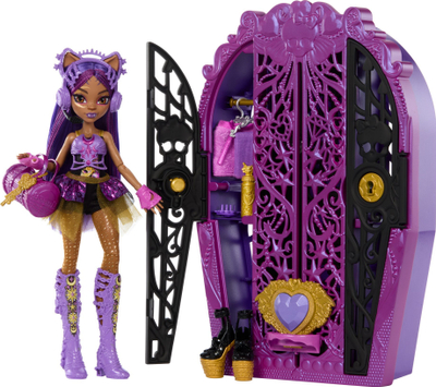 Kukull Monster High Clawdeen Wolf Monster Mysteries, me garderobë kasafortë, me aksesorë surprizë, vjollcë