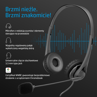 Kufje HP Stereo 3.5mm G2, Wired, Head-band, të zeza