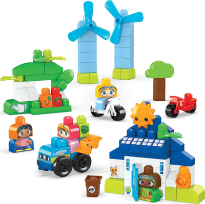 Lodër me kubikë Mega Bloks Green Town Eco House, 92 copa, 1+ vjeç, me ngjyra nga të gjitha