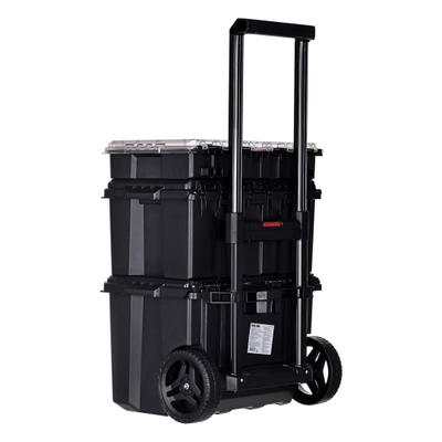 Sistem modular veglash Keter Stack N Roll 250927, me rrota, dorezë teleskopike, i zi