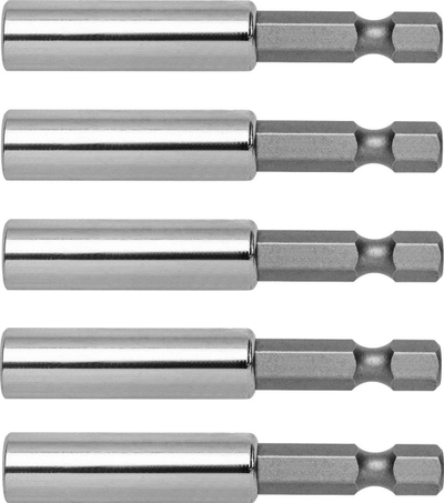 Mbajtëse magnetike për bit AWTools AW37601, 1/4", 60mm, set me 5 copë, ngjyrë argjendtë
