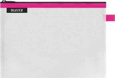 Çantë udhëtimi Leitz WOW Travel Pouch M, material transparent, rezistente ndaj ujit, rozë
