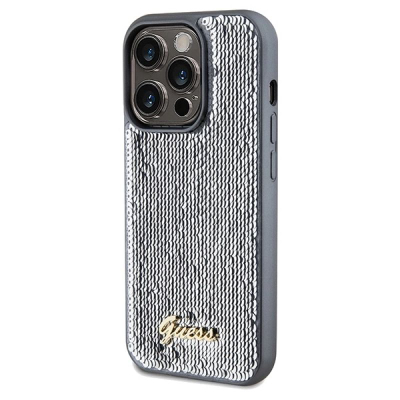 Mbulesë telefoni Guess Sequin Script Metal GUHCP14XPSFDGSS, për iPhone 14 Pro Max 6.7", hardcase, argjend
