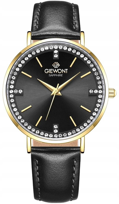 Orë dore për goca Giewont Sapphire GW5390-A4, 38mm, analoge, e zezë me ari