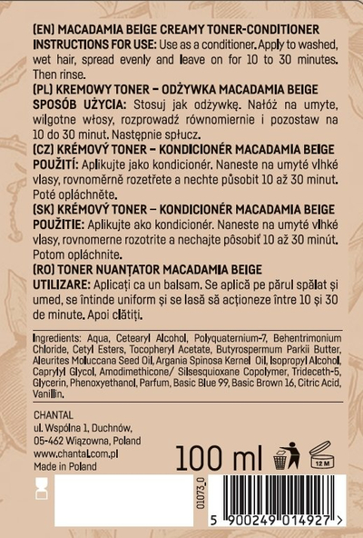 Toner flokësh Sessio Macadamia Beige, krem tonues, 100ml