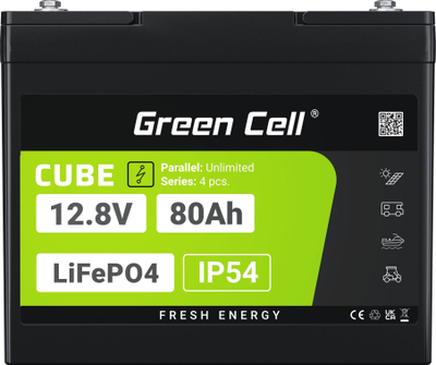 Bateri LiFePO4 Green Cell 80Ah, 12.8V, me BMS