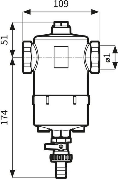 Separator papastërtish Afriso FAR 212, magnet, valvul shkarkimi, 1"