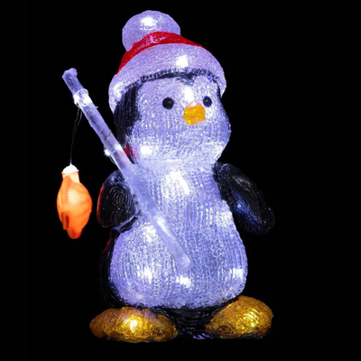 Dekor për jashtë Fééric Lights and Christmas, pinguin akrilik, 30 LED, dritë e bardhë e ftohtë