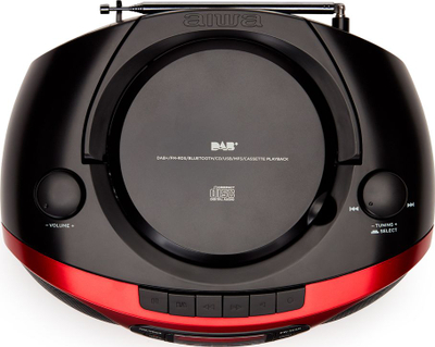 Radio kasetofon portabël Aiwa BBTC-660DAB, me CD USB Bluetooth, DAB+ FM, i kuq e zi