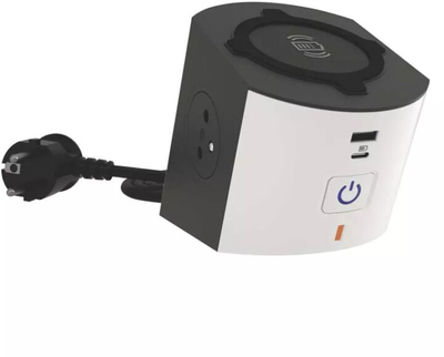 Kabllo zgjatëse Legrand, 2 priza, USB-A, USB-C, 10W, 2m, e zezë / bardhë