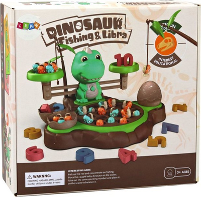Loja edukative LEAN Toys Dinosaur Fishing & Libra, 2 në 1, numërim dhe peshore balancuese, shumëngjyrëshe