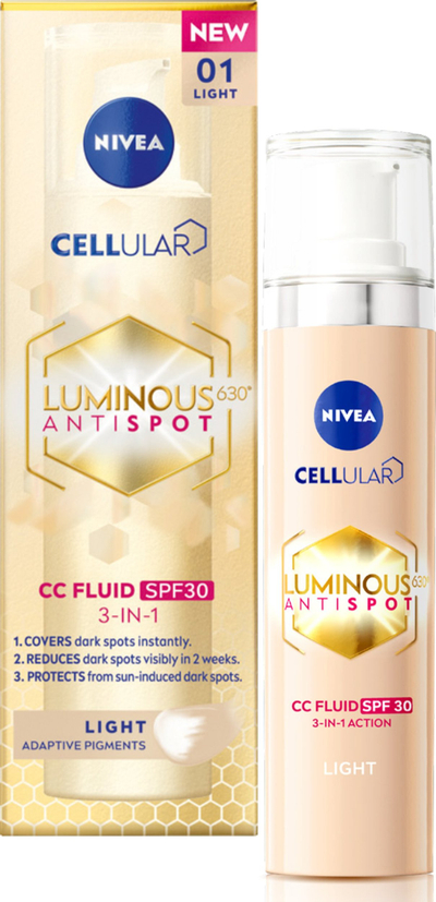 Krem CC për fytyrë Nivea Cellular Luminous630 SPF 30, 40 ml, Clear