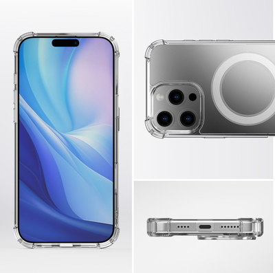 Mbrojtëse telefoni 4smarts Hybrid Case Ibiza për iPhone 16 Pro, MagSafe, kundër goditjeve, transparente