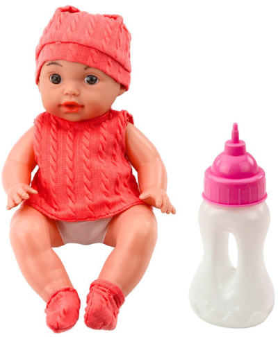 Kukull bebe interaktive me zë, 30cm, me biberon, me veshje rozë