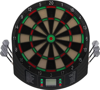 Dartboard elektronik Enero 47 cm, ekran LED, me shumë lojëra, i zi