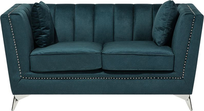 Divan dyvendësh Beliani Gaula, kadife, këmbë metalike, blu teal