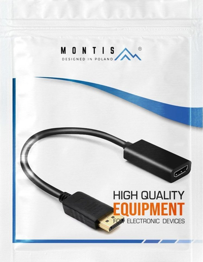 Adapter DisplayPort në HDMI Montiss MT068, 20cm, v1.4 në v2.0, i zi