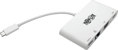 Adapter docking USB C Tripp Lite U44406NHV4GU, HDMI 4K, VGA edhe RJ45, i bardhë