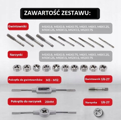 Set tarollash Bituxx, 24 pjesë M5 M12, kuti metalike, i argjendtë