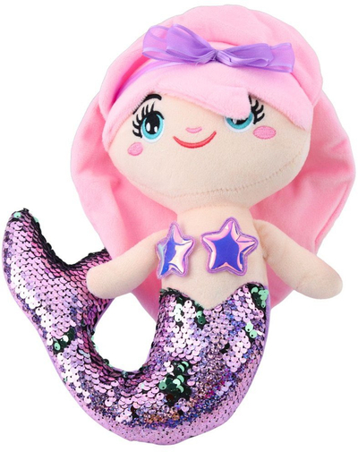 Lodër pelushi LeanToys Sirenë, bisht me sekuina, 28cm, vjollcë